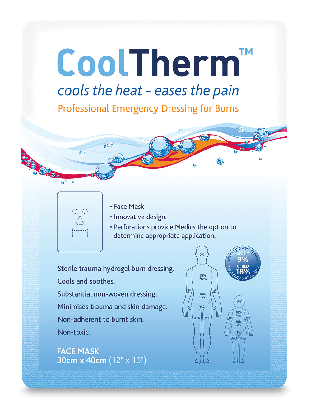 CoolTherm Burn Relief Dressing Face Mask 30cm x 40cm - G&M Medical Supply