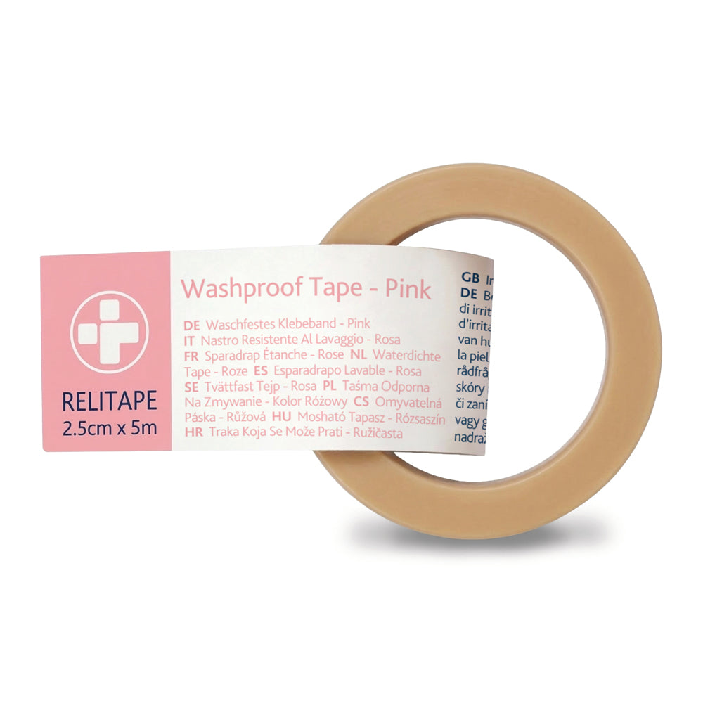 Relitape Washproof Tape - 2.5cm x 5m - Pink - G&M Medical Supply