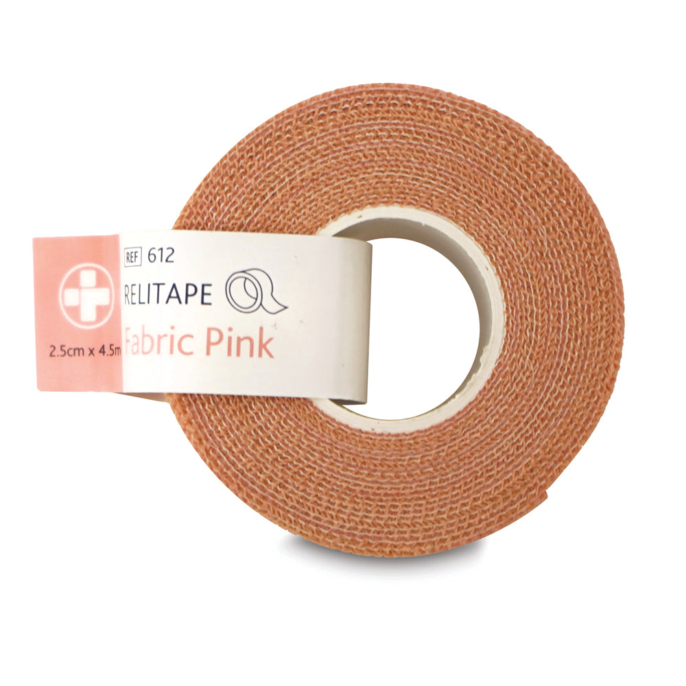 Relitape Fabric Elastic Tape - 2.5cm x 4.5m - Pink - G&M Medical Supply