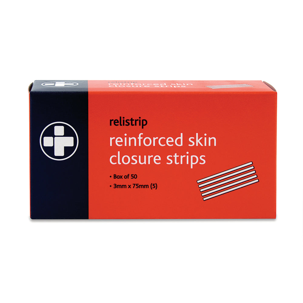 Relistrip Reinforced Skin Closure Strips - 3mm x 75mm - Strip of 5 - G&M Medical Supply
