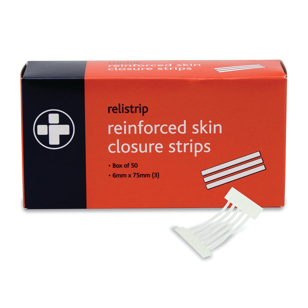 Relistrip Reinforced Skin Closure Strips - 6mm x 75mm - Strip of 3 - G&M Medical Supply