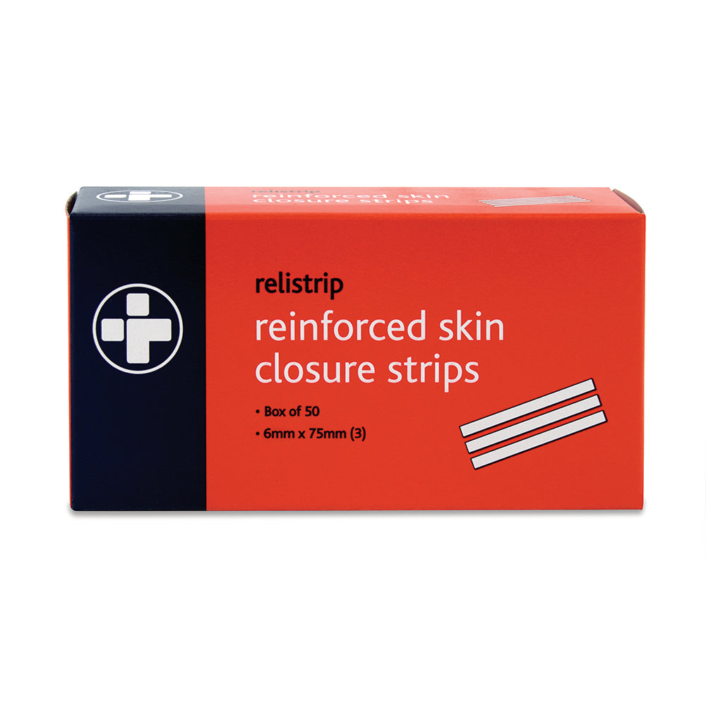 Relistrip Reinforced Skin Closure Strips - 6mm x 75mm - Strip of 3 - G&M Medical Supply