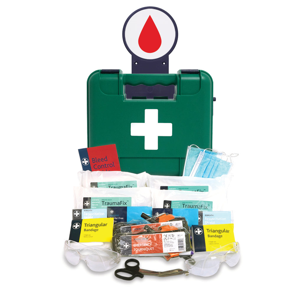 Public Access Trauma (PAcT) First Aid Kit - AuraPoint Bleed Control - Titan Box - Large - Green - G&M Medical Supply