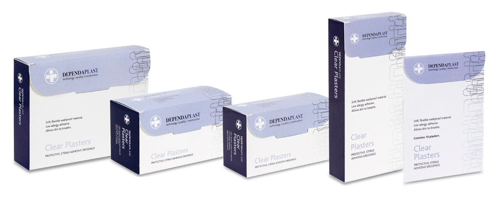 Dependaplast - Washproof Plasters - Assorted - Clear - Box of 100 - G&M Medical Supply