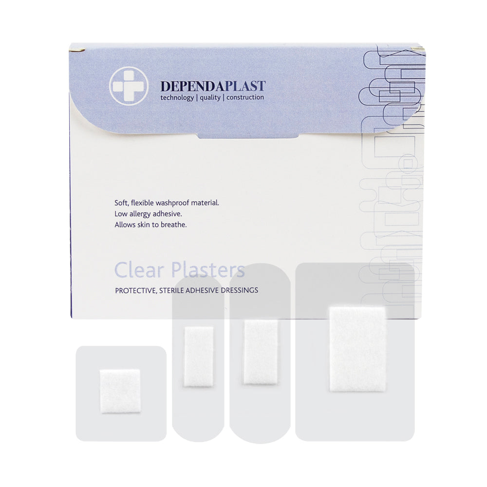Dependaplast - Washproof Plasters - Assorted - Clear - Box of 100 - G&M Medical Supply