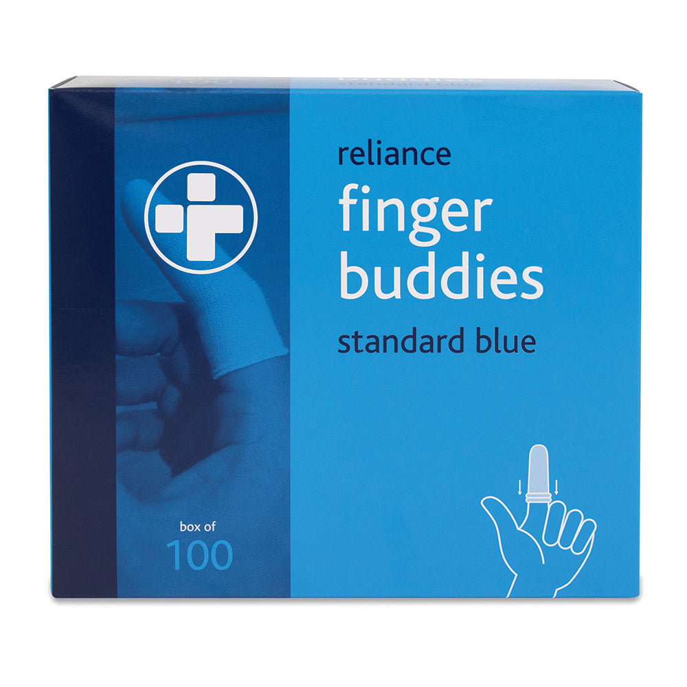 Finger Buddies - Standard - Blue - Box of 100 - G&M Medical Supply