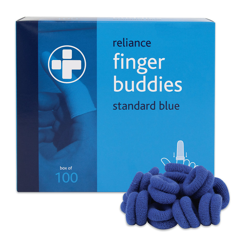 Finger Buddies - Standard - Blue - Box of 100 - G&M Medical Supply