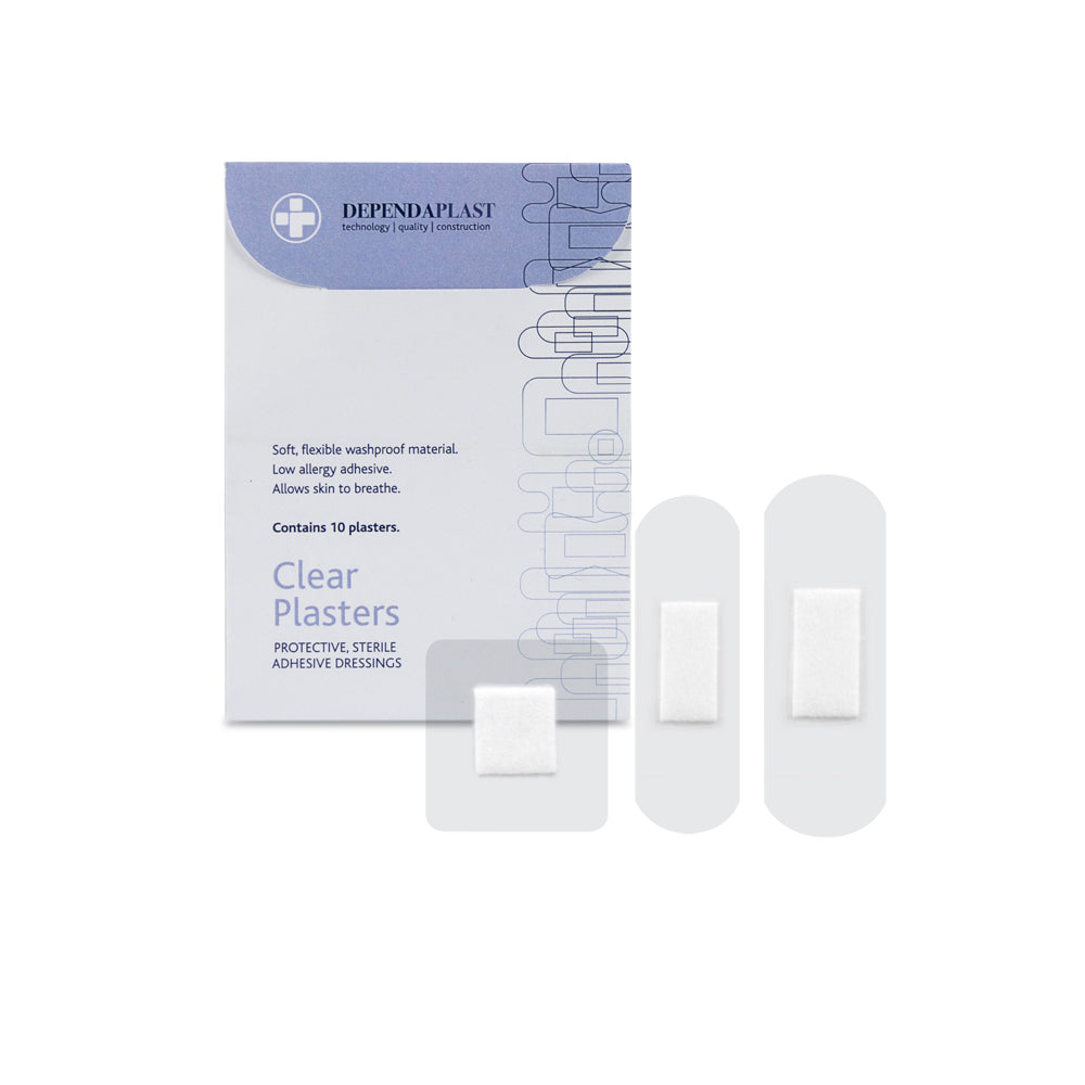 Dependaplast Clear Washproof Plasters Assorted Wallet of 10 - G&M Medical Supply