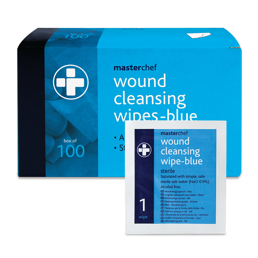 Masterchef Saline Wound Cleansing Wipes - Blue - G&M Medical Supply