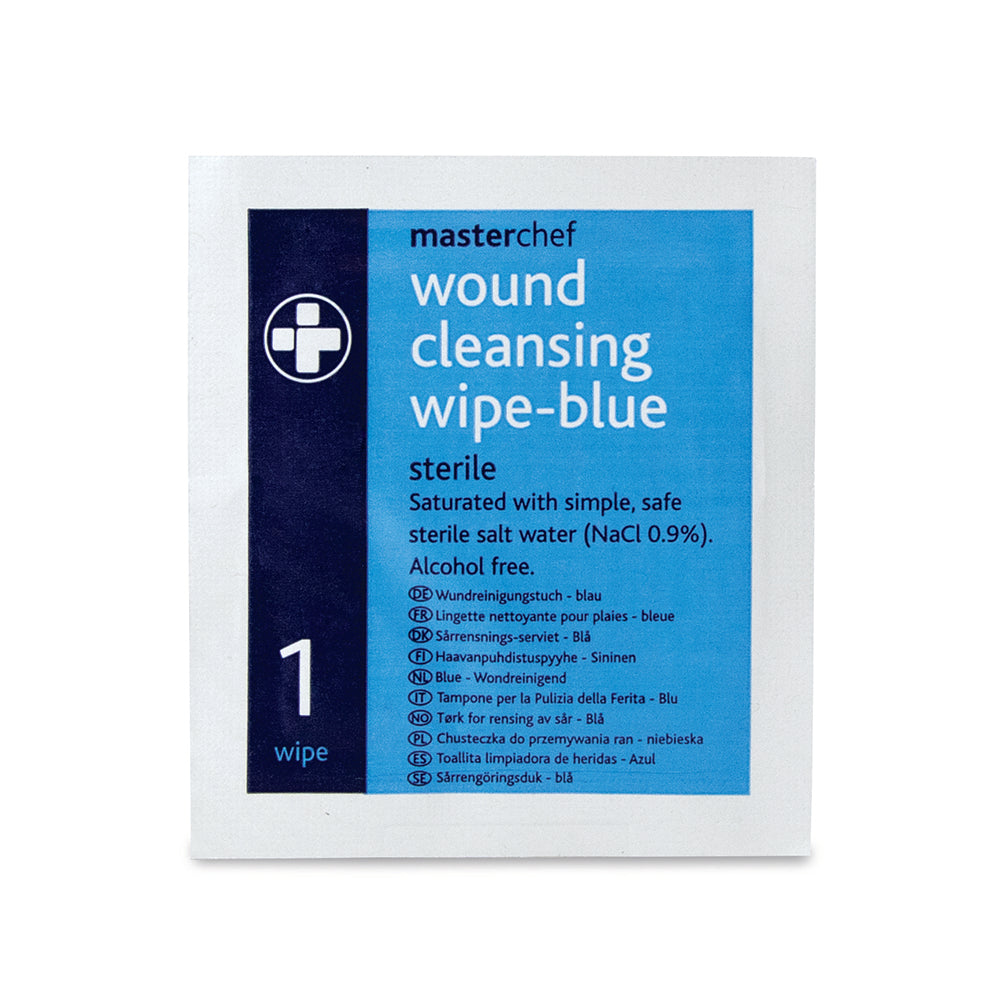 Masterchef Saline Wound Cleansing Wipes - Blue - G&M Medical Supply