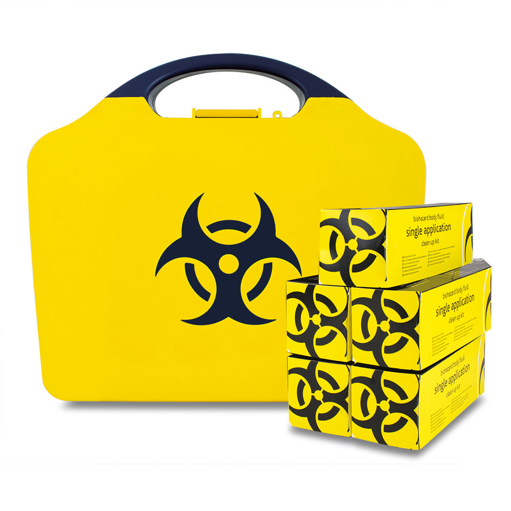 Biohazard Kit - Body Fluid Clean-Up - 5 Application - Aura3 Box - Large - Yellow - G&M Medical Supply