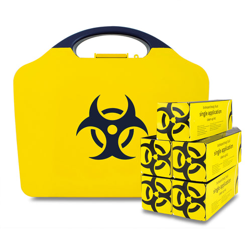 Biohazard Kit - Body Fluid Clean-Up - 5 Application - Aura3 Box - Large - Yellow - G&M Medical Supply