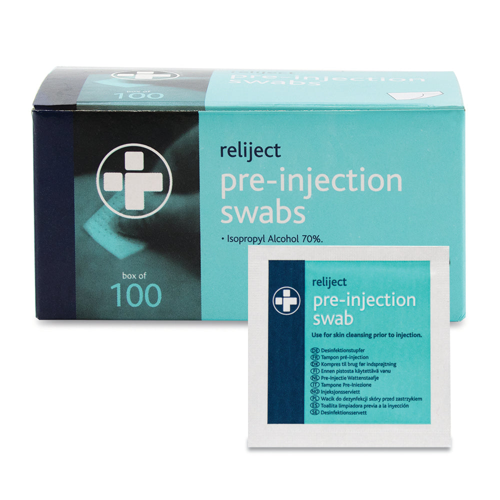Reliject Pre-Injection Swabs – Box of 100 - G&M Medical Supply