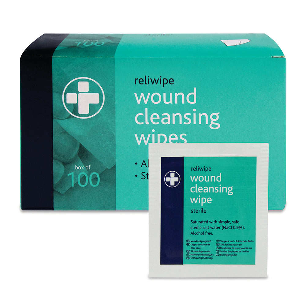 Reliwipe Saline Wound Cleansing Wipes - Box of 100 - G&M Medical Supply