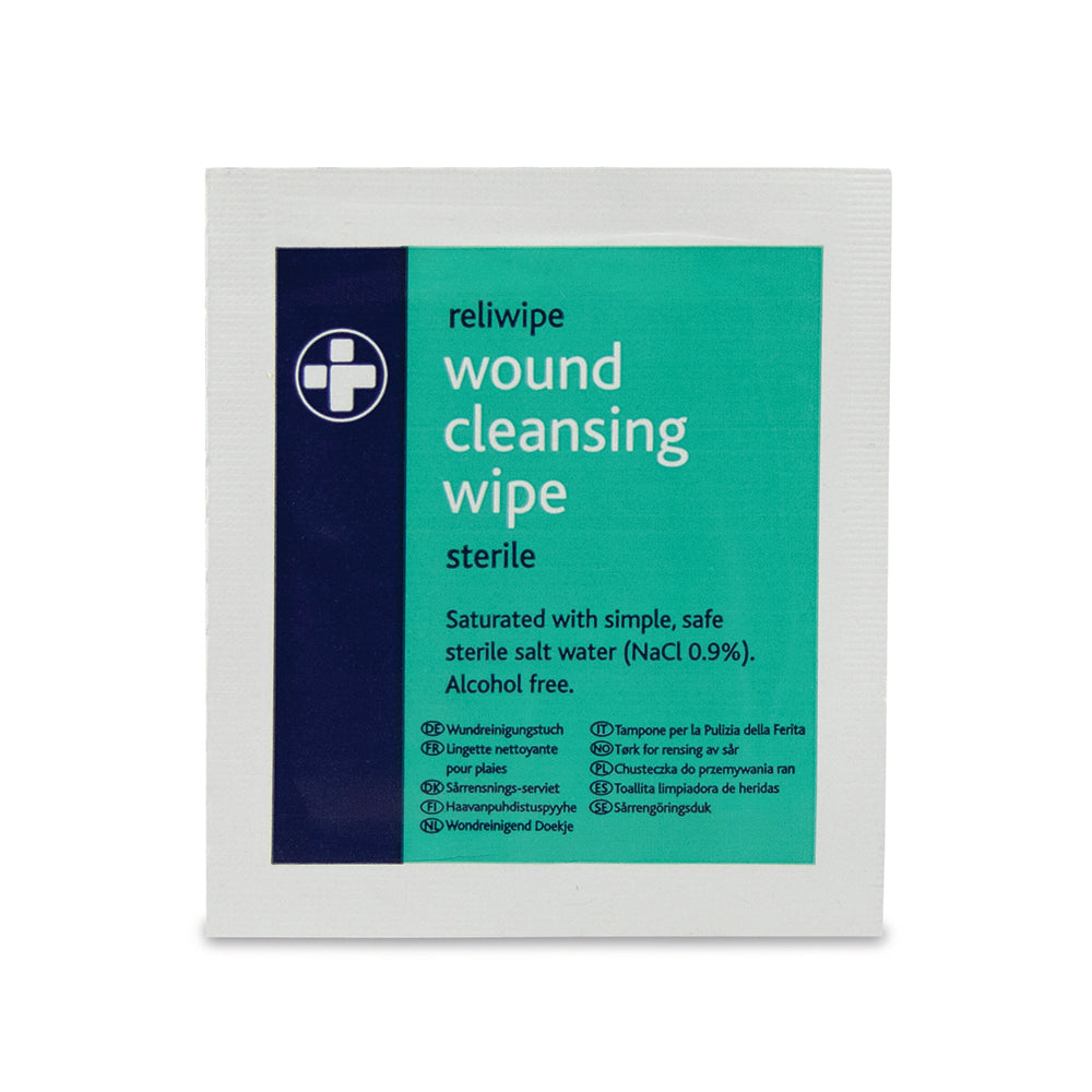 Reliwipe Saline Wound Cleansing Wipes - Box of 100 - G&M Medical Supply