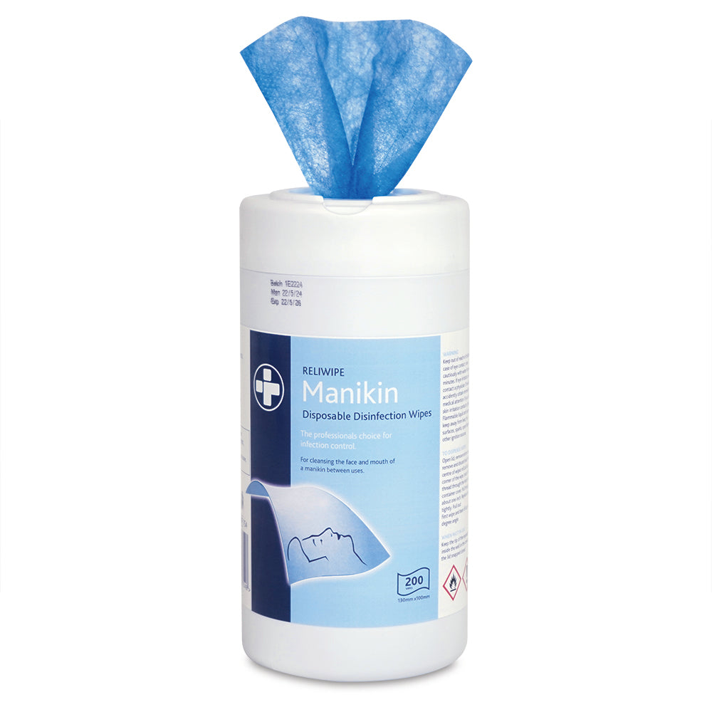 Reliwipe Manikin Disposable Disinfectant Wipes - Drum of 200 - G&M Medical Supply