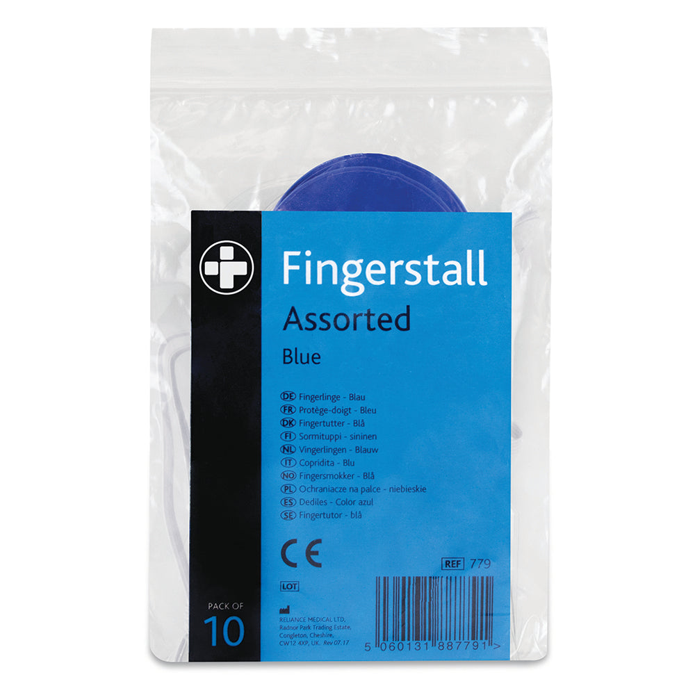 Fingerstall - Assorted - Blue - Pack of 10 - G&M Medical Supply