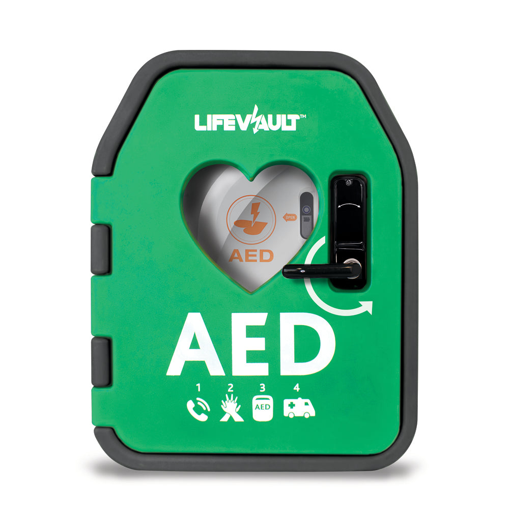 LifeVault Temperature Controlled AED Cabinet - Unlockable Door - G&M Medical Supply