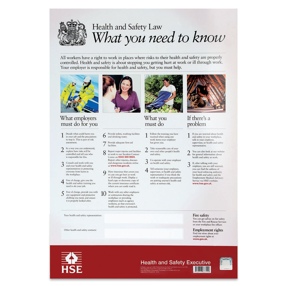 Poster - 420mm x 594mm - Health & Safety Law - G&M Medical Supply