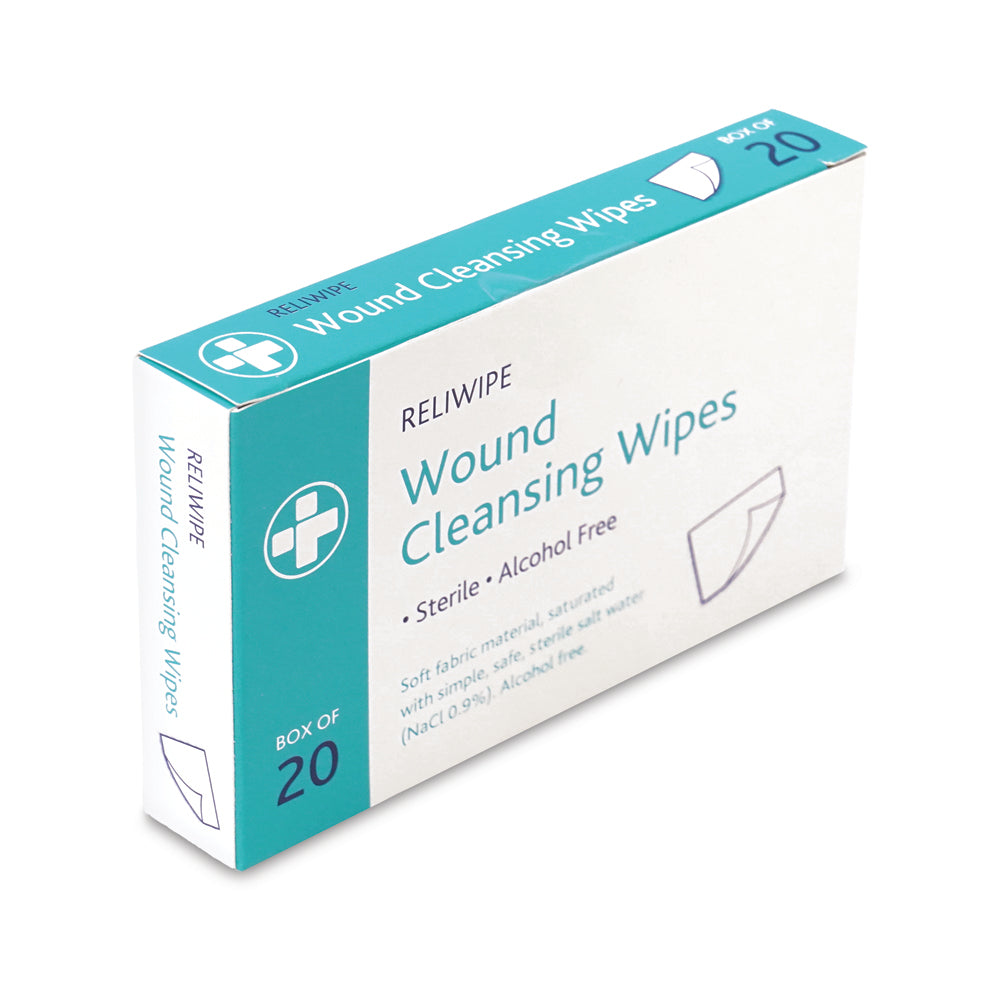 Reliwipe Saline Wound Cleansing Wipes - Box of 20 - G&M Medical Supply