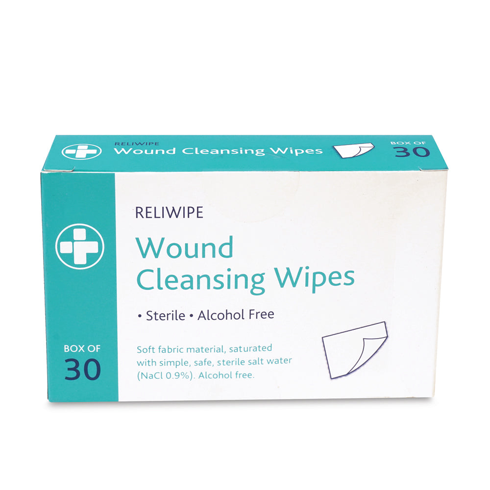 Reliwipe Saline Wound Cleansing Wipes - Box of 30 - G&M Medical Supply