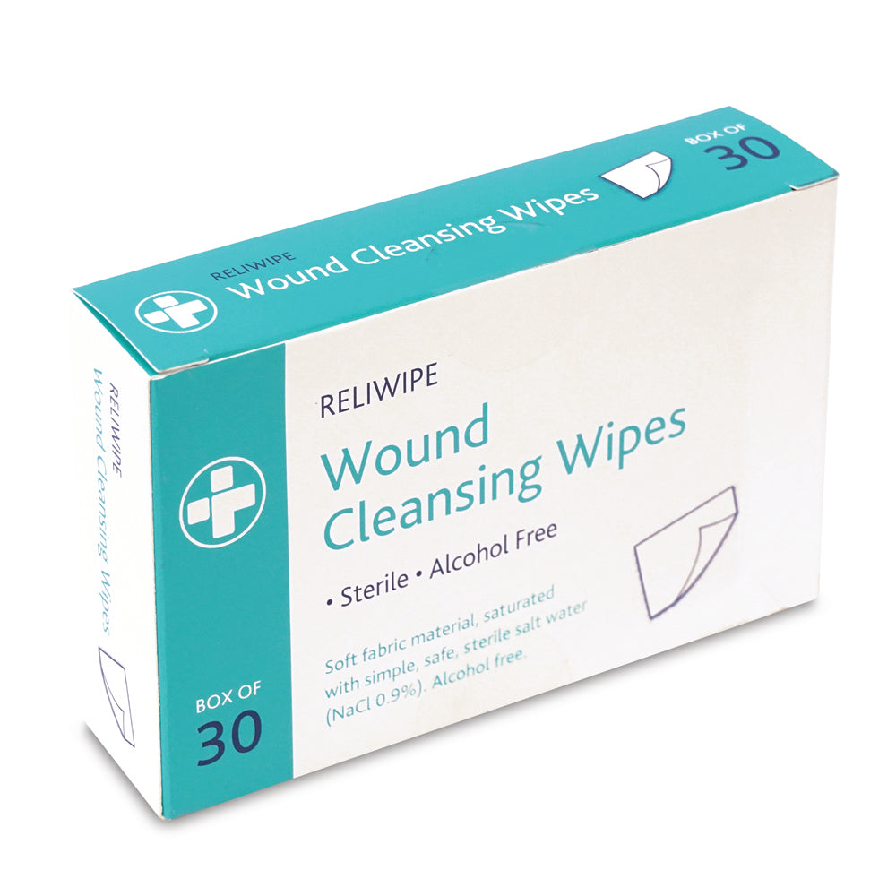 Reliwipe Saline Wound Cleansing Wipes - Box of 30 - G&M Medical Supply